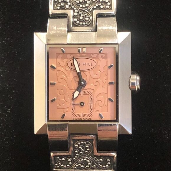 LOIS HILL Sterling Silver Pink Scroll Filigree Thai Flat Weave Bracelet Watch - Picture 9 of 16